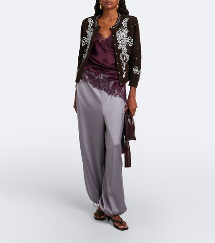 Weite Hose aus Satin mit Leder - Jacques Wei - Modalova