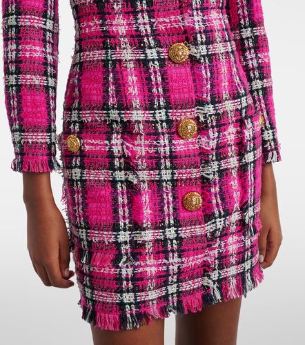 Abito corto in misto cotone e lana a quadri - Balmain - Modalova