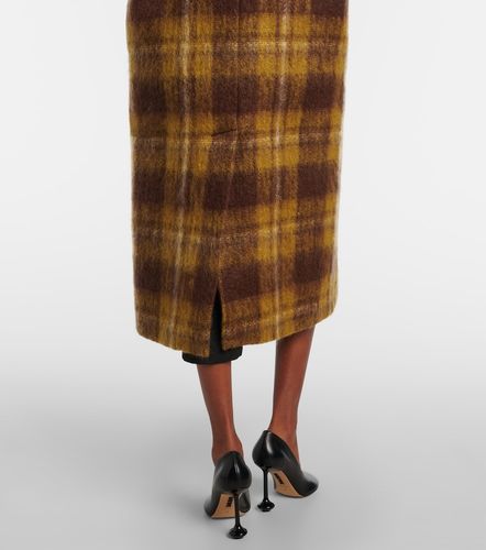 Checked fringed mohair and wool coat - Loewe - Modalova