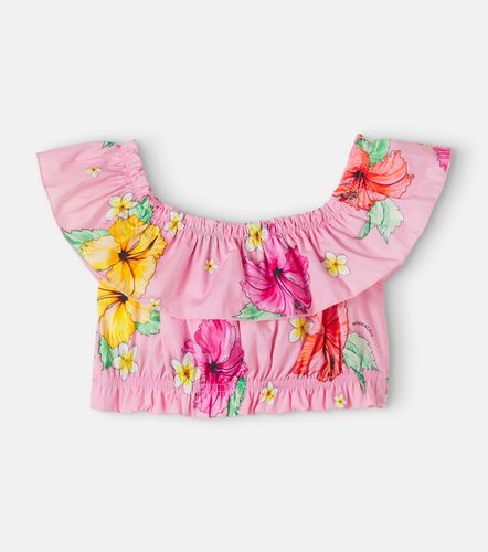 Top de algodón floral con volantes - Monnalisa - Modalova