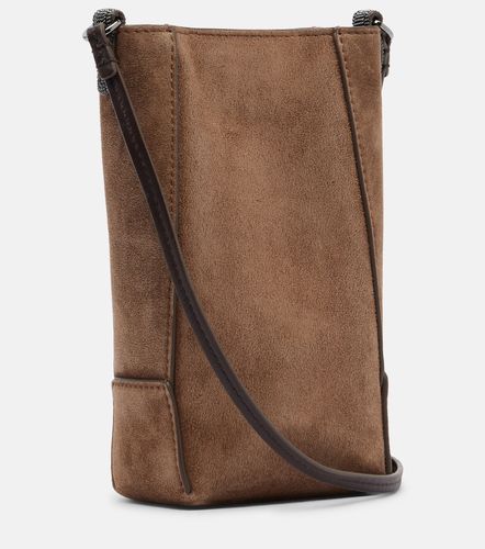Borsa porta smartphone Duo Mini in suede - Brunello Cucinelli - Modalova