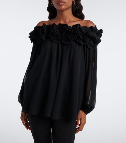 Top in seta con applicazioni floreali - Carolina Herrera - Modalova
