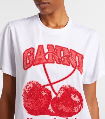 Camiseta de jersey de algodón con logo - Ganni - Modalova