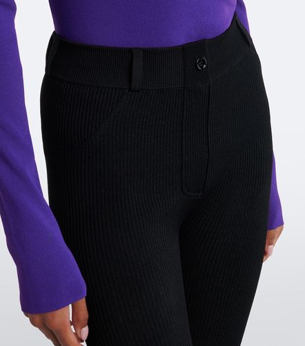 Leggings in maglia a coste con pelle - Loewe - Modalova
