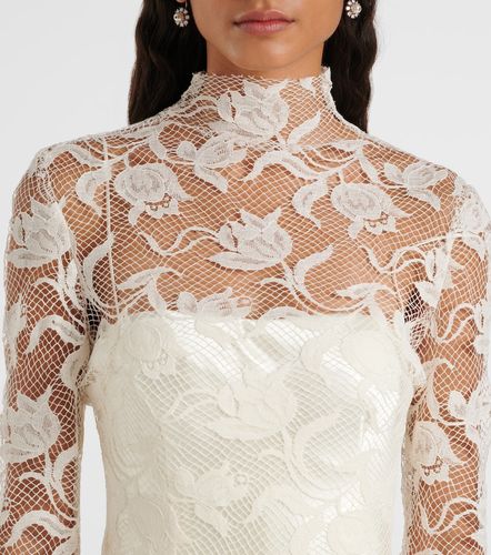 Bridal - Abito lungo Adena in lana e seta con pizzo - Danielle Frankel - Modalova