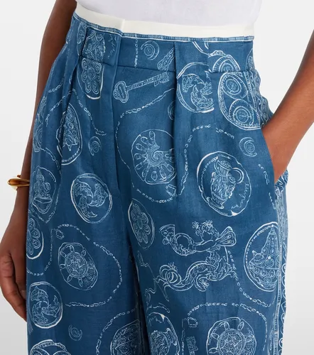 Lucky printed linen wide-leg pants - Alemais - Modalova