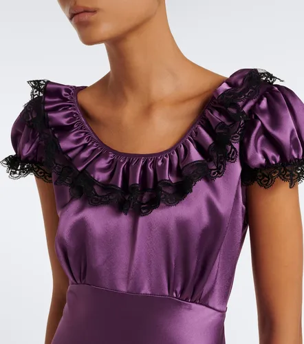 Vestido largo de satén con encaje - Rodarte - Modalova