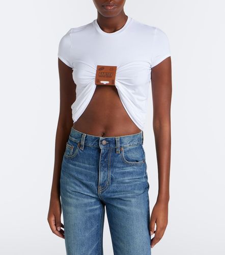 Camiseta cropped de jersey con piel - Jean Paul Gaultier - Modalova