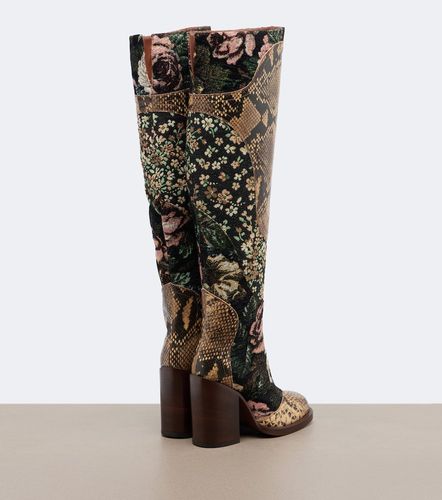 Patchwork Overknee-Stiefel aus Leder - Dries Van Noten - Modalova