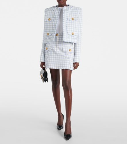 Checked cotton-blend tweed jacket - Balmain - Modalova