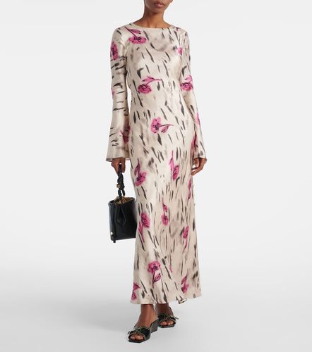 Vestido largo de satén floral - Ganni - Modalova