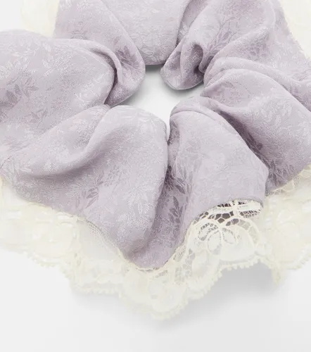 Lace-trimmed floral silk jacquard scrunchie - Chloe - Modalova