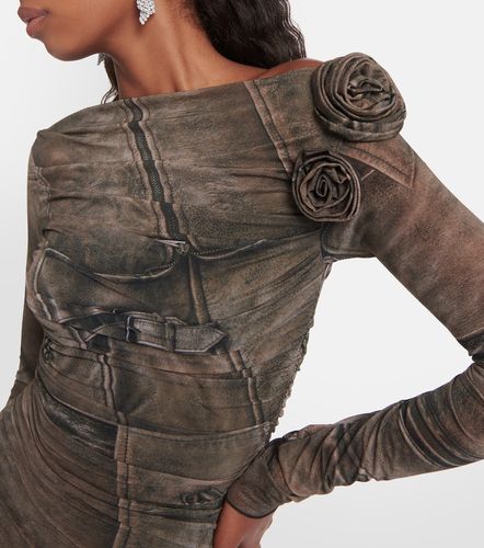 Miniabito in seta con scollo bardot - Blumarine - Modalova