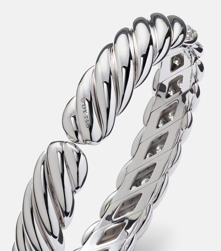 Bracciale Sculpted Cable Flex® in oro bianco 18kt con diamanti - David Yurman - Modalova