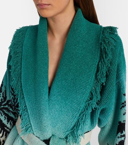 Cardigan Wave Bloom in jacquard di misto cotone con frange - Alanui - Modalova