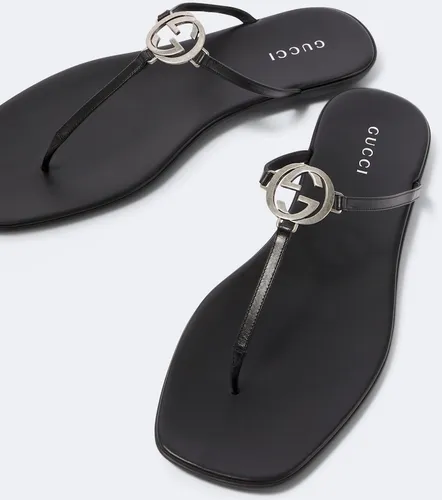 Interlocking G leather thong sandals - Gucci - Modalova