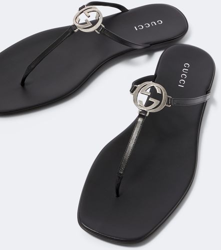Sandalias de piel con Interlocking G - Gucci - Modalova