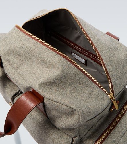 Leather-trimmed flannel duffel bag - Brunello Cucinelli - Modalova