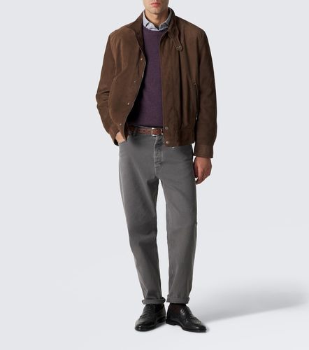 Leather-trimmed straight jeans - Brunello Cucinelli - Modalova