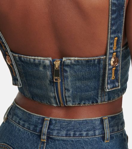 Area Claw embellished denim bustier - Area - Modalova