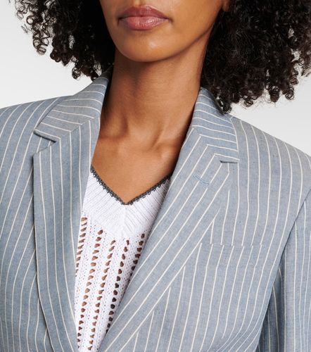 Blazer gessato in lino, cotone e canapa - Brunello Cucinelli - Modalova