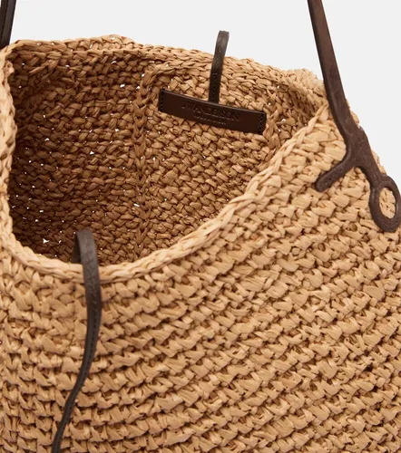 Bulb XL leather-trimmed raffia shoulder bag - JW Anderson - Modalova