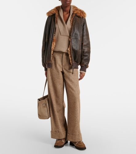 Blouson Monili aus Leder mit Shearling - Brunello Cucinelli - Modalova