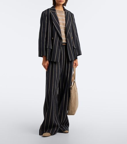 Blazer en mezcla de algodón y lino a rayas - Brunello Cucinelli - Modalova