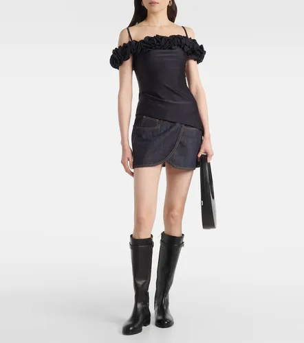 Ruffled off-shoulder cotton-blend top - Coperni - Modalova