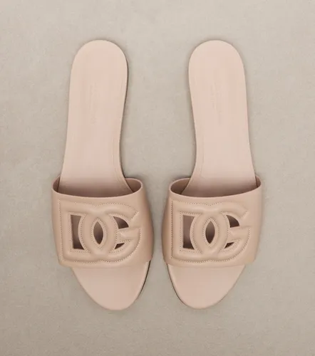 Sandalias de piel con DG - Dolce&Gabbana - Modalova