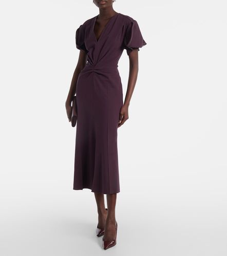 Gathered wool-blend midi dress - Victoria Beckham - Modalova
