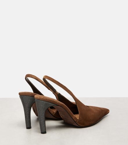 Monili suede slingback pumps - Brunello Cucinelli - Modalova