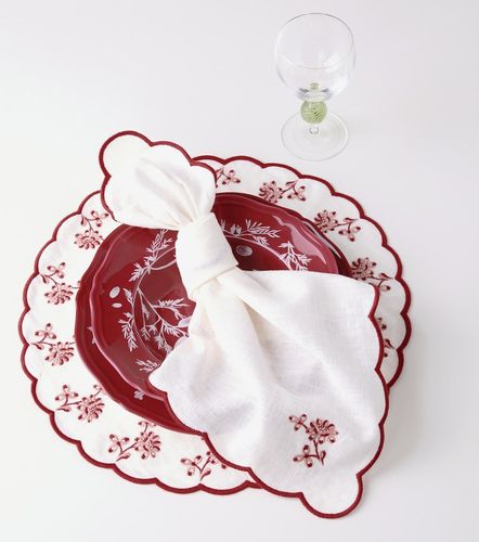 Set de 2 servilletas Botanica de lino bordadas - Cabana - Modalova