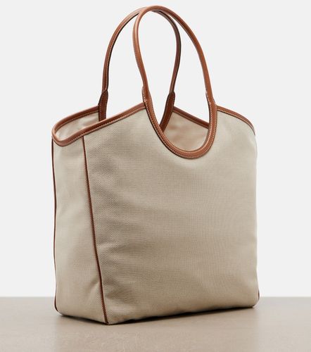 Ivy leather-trimmed canvas shopper - Miu Miu - Modalova