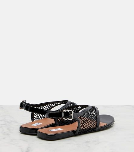 Leather-trimmed fishnet thong sandals - Alaia - Modalova