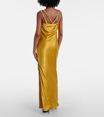 Safety Pin embellished silk satin gown - Versace - Modalova
