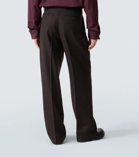 Embroidered wool flannel straight pants - Dries Van Noten - Modalova