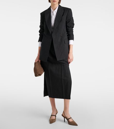 Pinstripe wool and cotton blazer - Brunello Cucinelli - Modalova