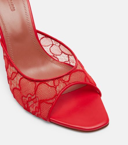 Alexa leather-trimmed lace mules - Amina Muaddi - Modalova