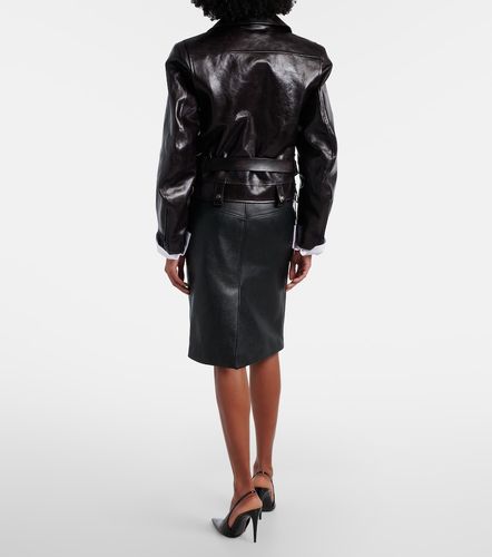 Belted leather pencil skirt - Saint Laurent - Modalova
