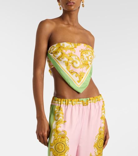 Top bandeau de sarga de seda estampado - Versace - Modalova