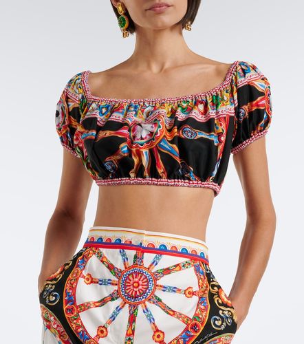 Crop top Carretto de popelín de algodón - Dolce&Gabbana - Modalova