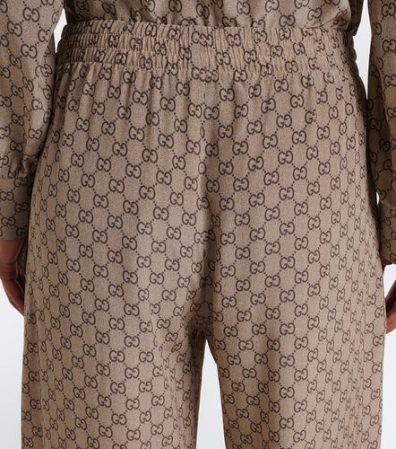 Pantalones palazzo de crepé de seda con GG - Gucci - Modalova