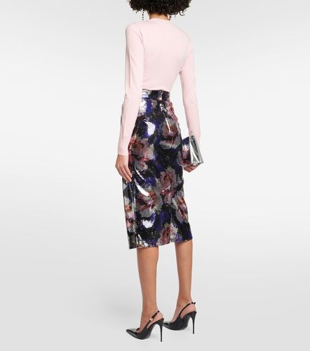 Gonna midi floreale con paillettes - Dolce&Gabbana - Modalova