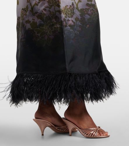 Abito lungo Swing in twill di seta con piume - La DoubleJ - Modalova