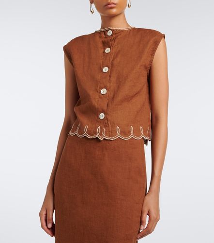 Top Kessan in lino con ricamo - Veronica Beard - Modalova