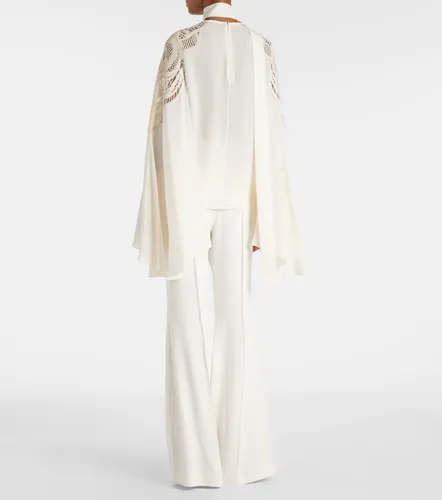 Blusa de georgette con encaje y lazada - Elie Saab - Modalova