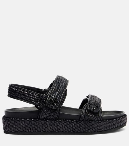 Raffia and leather sandals - Tory Burch - Modalova