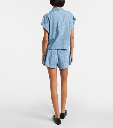Barocco cropped denim chambray shirt - Versace - Modalova