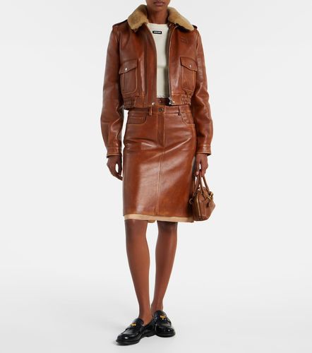 Miu Miu Falda midi de piel - Miu Miu - Modalova
